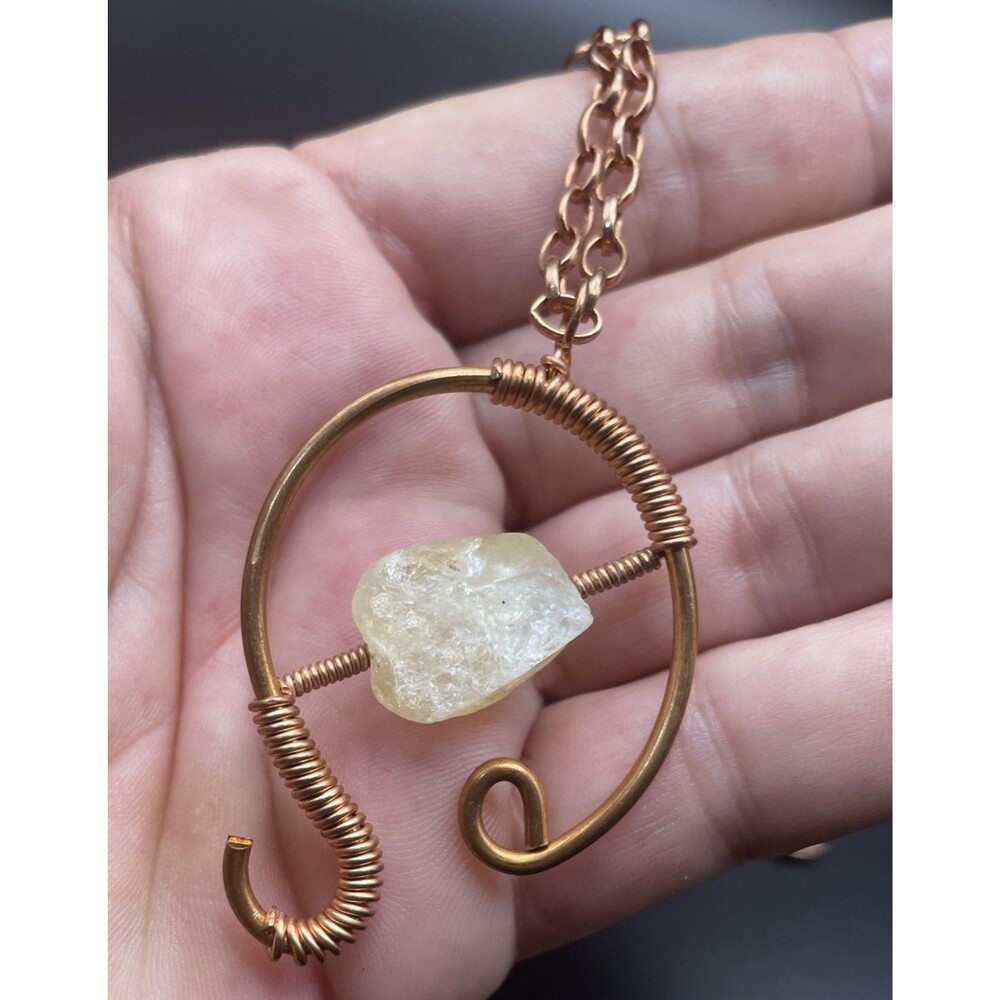 🔥Natural Citrine Crystal Pendant Copper Wire Wrapped Gemstone